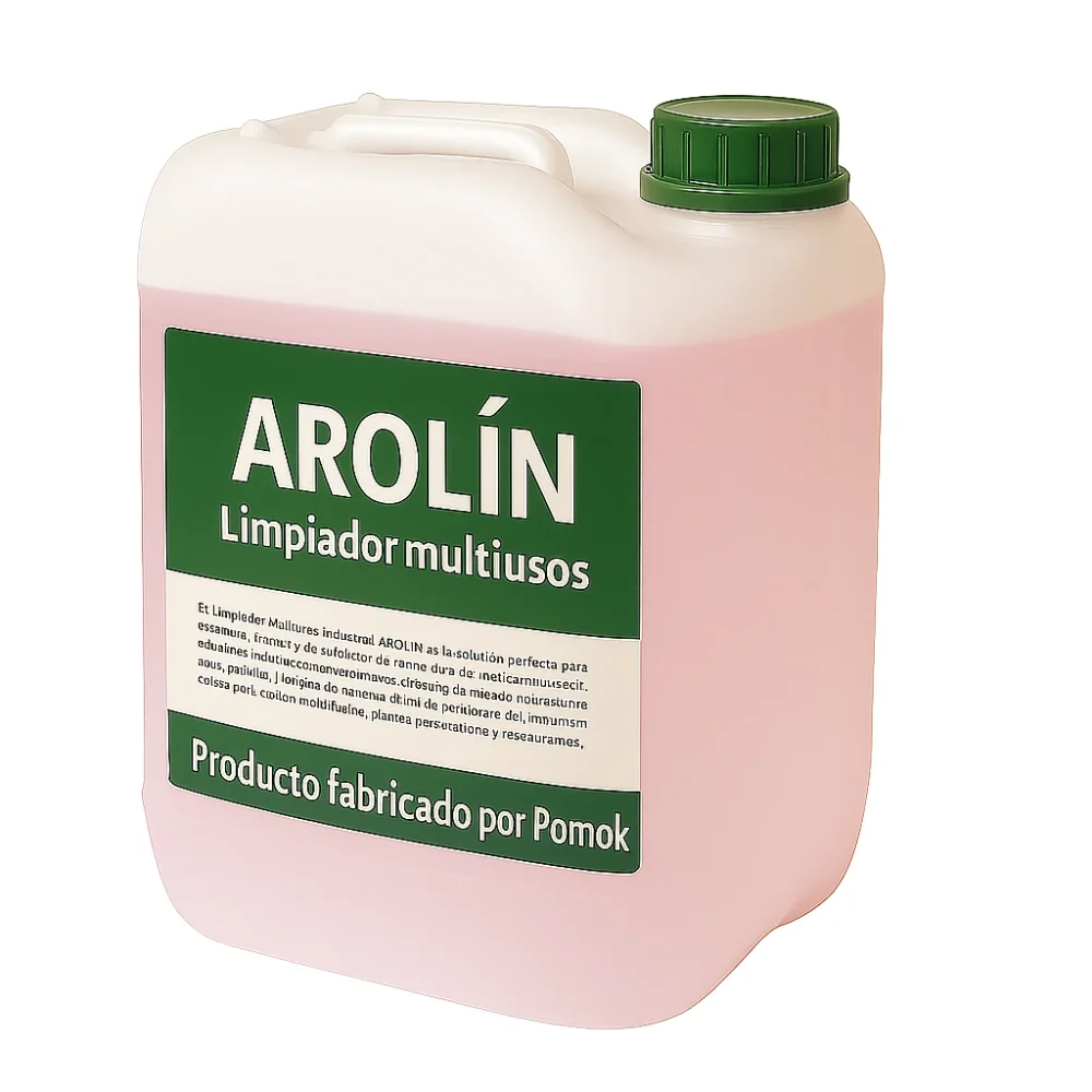 Limpiador multiusos industrial de Pomok 20 litros en garrafa con etiqueta verde