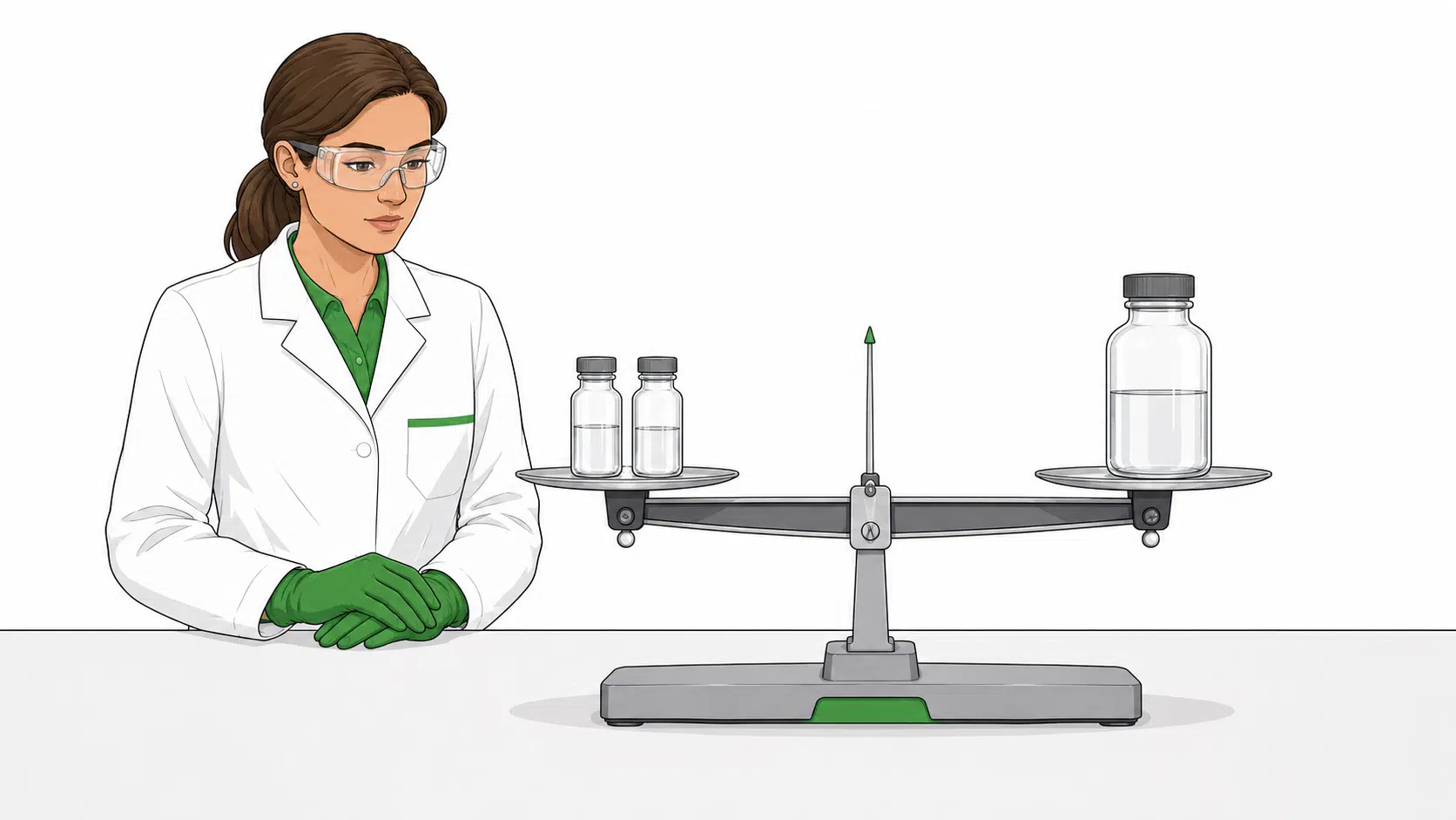 Leyes ponderales de la química: representación de la conservación de la masa en una reacción