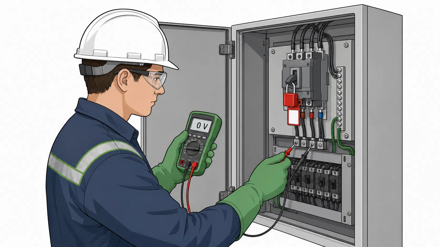 Limpieza de tableros eléctricos con procedimiento LOTO y verificación de ausencia de voltaje