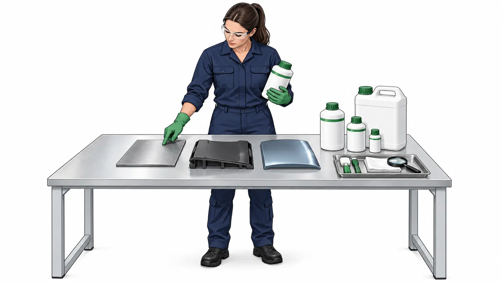 Evaluación de compatibilidad entre productos químicos industriales y distintos tipos de superficies